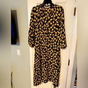 Zara Blue Yellow Floral Maxi Dress
